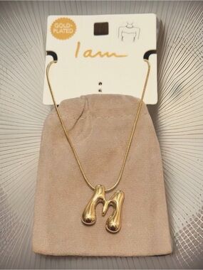“I Am” Water Drop Bubble Letter necklace